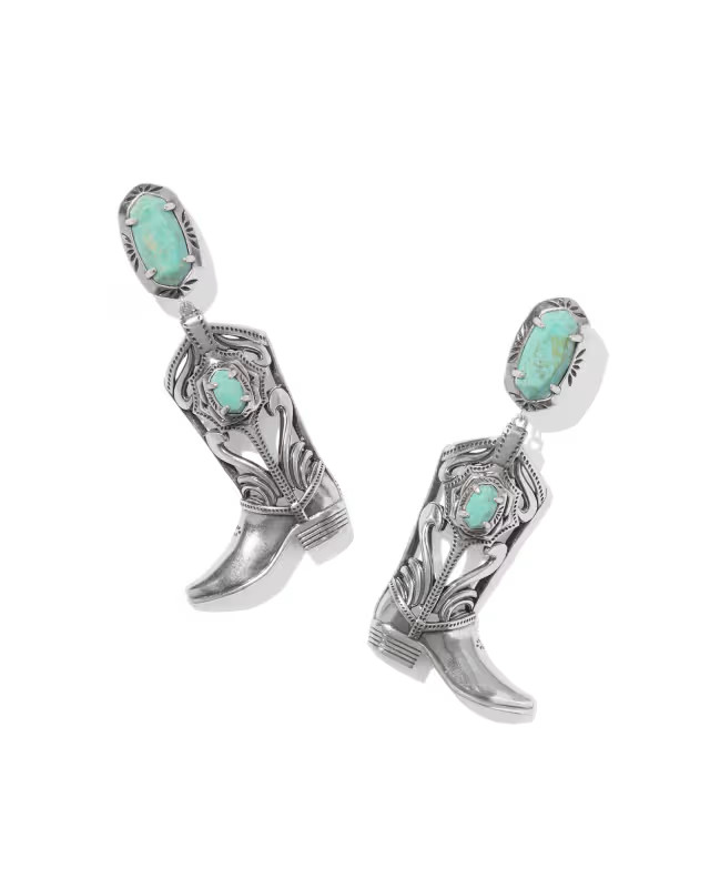 Beau Vintage Silver Boot Statement Earrings in Sea Green Chrysocolla | Kendra Scott
