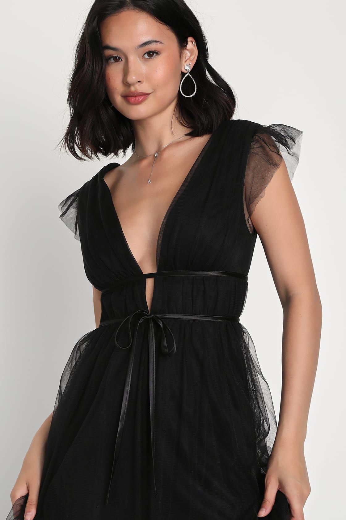 I'm All Yours Black Tulle Ruffled Maxi Dress | Lulus (US)