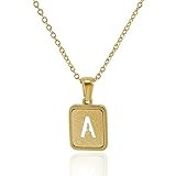18K Gold Plated Letter Necklace for Women Men, Gold Initial Pendant Necklace with Rope Chain, Dainty Gold Initial Necklace for Girls, 26 Capital A-Z (A) | Amazon (US)