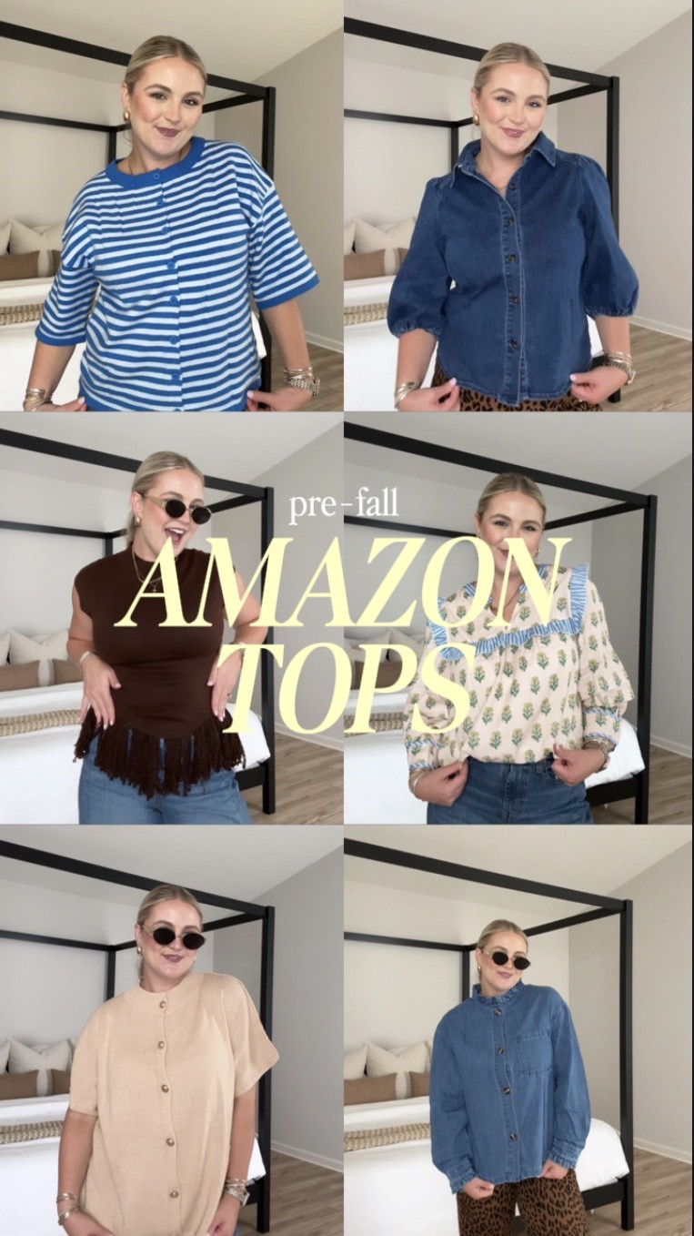 wearing mediums 

pre-fall Amazon tops, fall style, business casual, shirt, short sleeve, sweater top