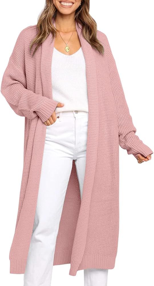 LILLUSORY Women's Oversized Slouchy Knit Chunky Open Front Sweater Coat with Pockets | Amazon (US)