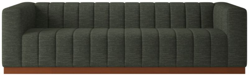 Forte 101" Extra-Large Channeled Sofa with Walnut Base Curious Evergreen + Reviews | CB2 | CB2