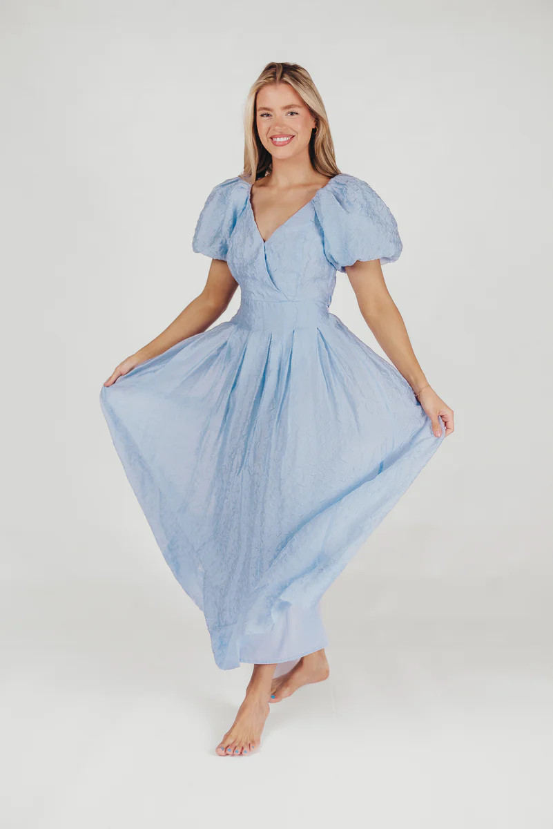 ASTR Linette Jacquard Midi Dress in Blue | Worth Collective