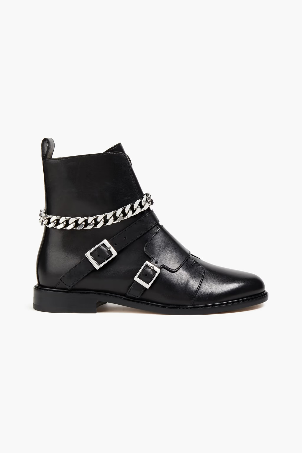 Chain-trimmed leather ankle boots | The Outnet (US and CA)