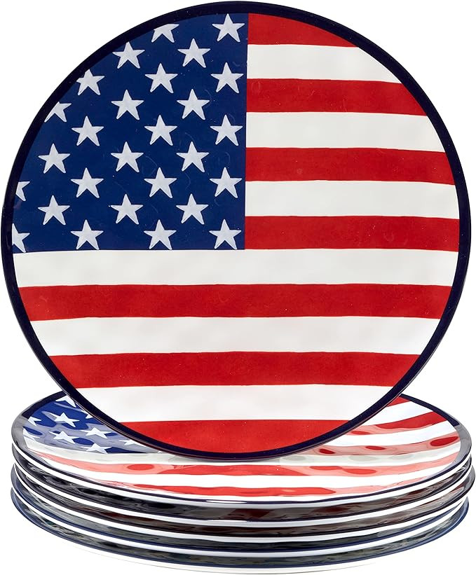 Certified International Stars & Stripes 11" Melamine Dinner Plate, Set of 6 | Amazon (US)