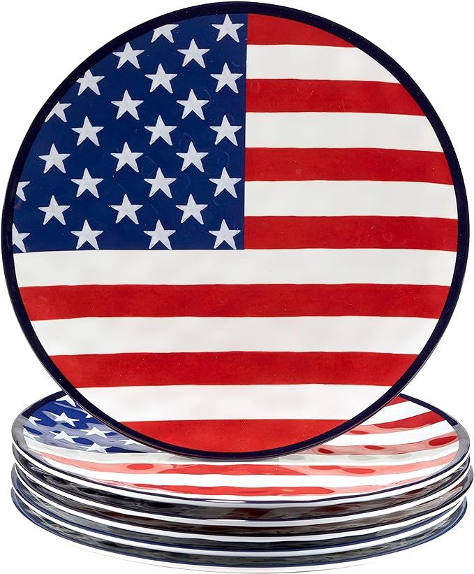 Certified International Stars & Stripes 11" Melamine Dinner Plate, Set of 6 | Amazon (US)