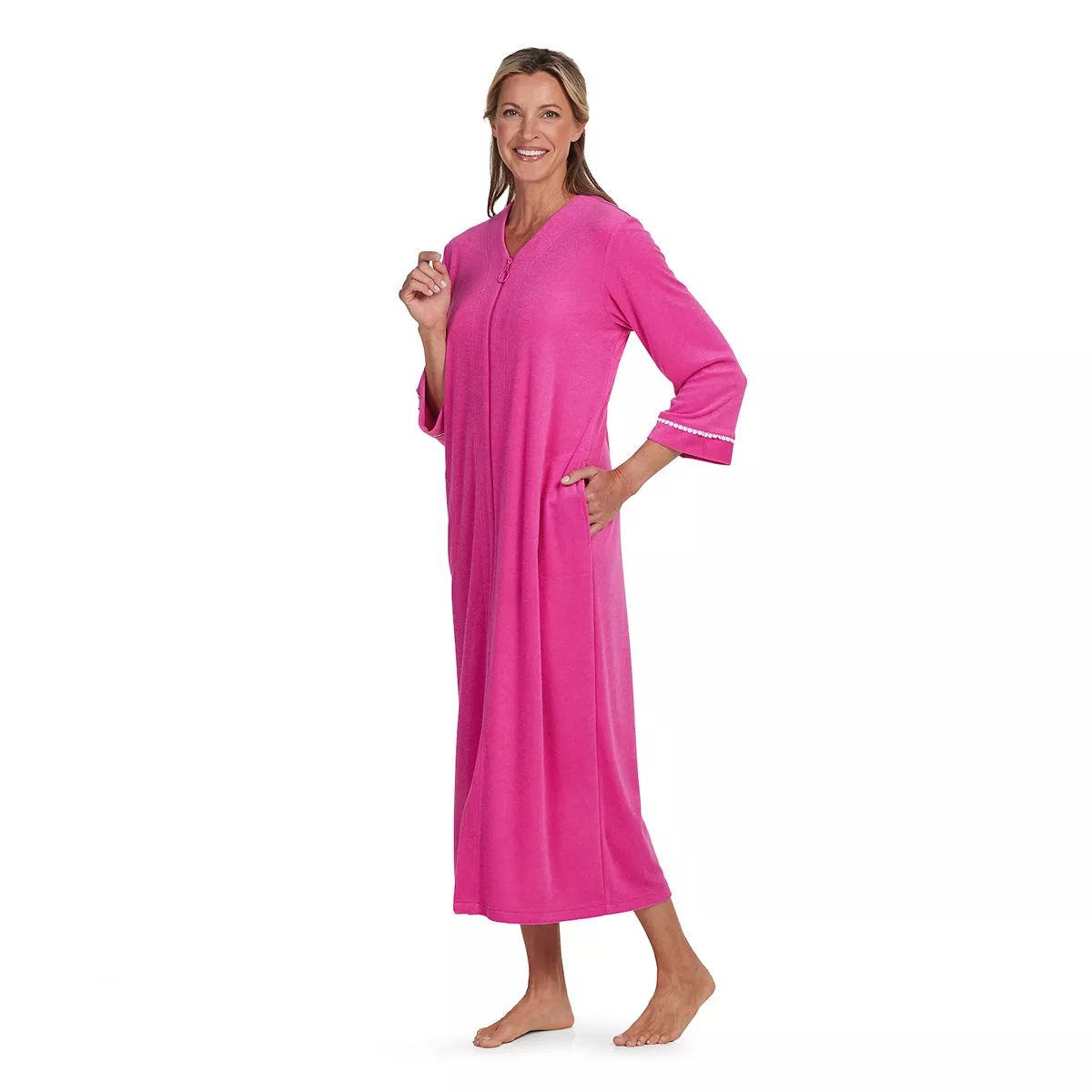 Women's Miss Elaine Essentials Terry Long Zip Robe | Kohl's