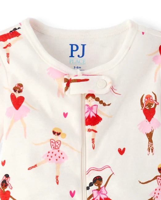 Baby And Toddler Girls Ballerina Snug Fit Cotton Footed One Piece Pajamas - white | The Children's Place