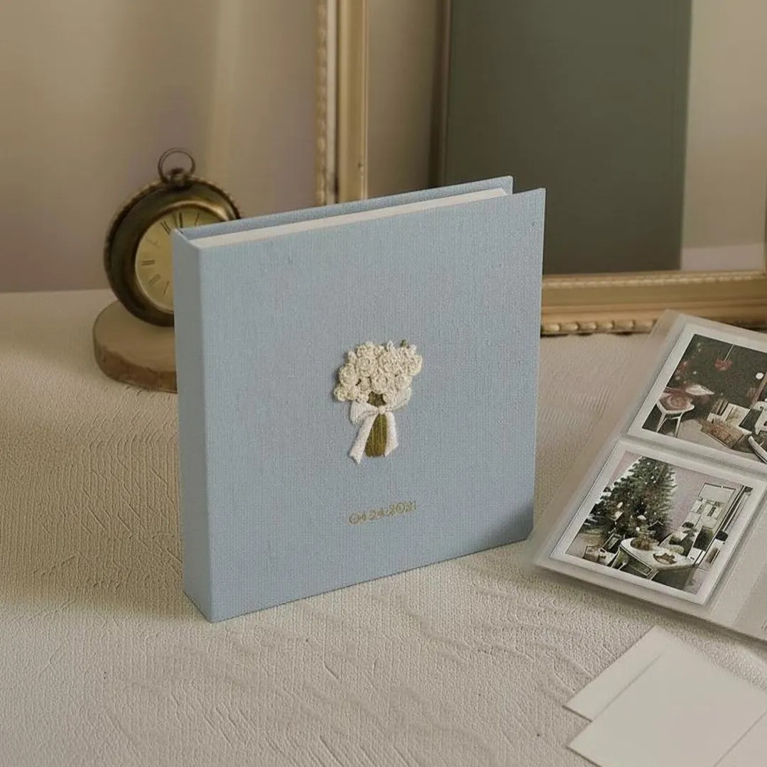 Hand Embroidered Photo Album With Sleeves, Personalized Photo Album, Anniversary Gift, Unique Pho... | Etsy (US)