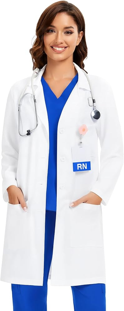 COZYFIT Lab Coat for Woman 3 Pocket, Long Sleeve Medical Coat, Relaxed Fit | Amazon (US)