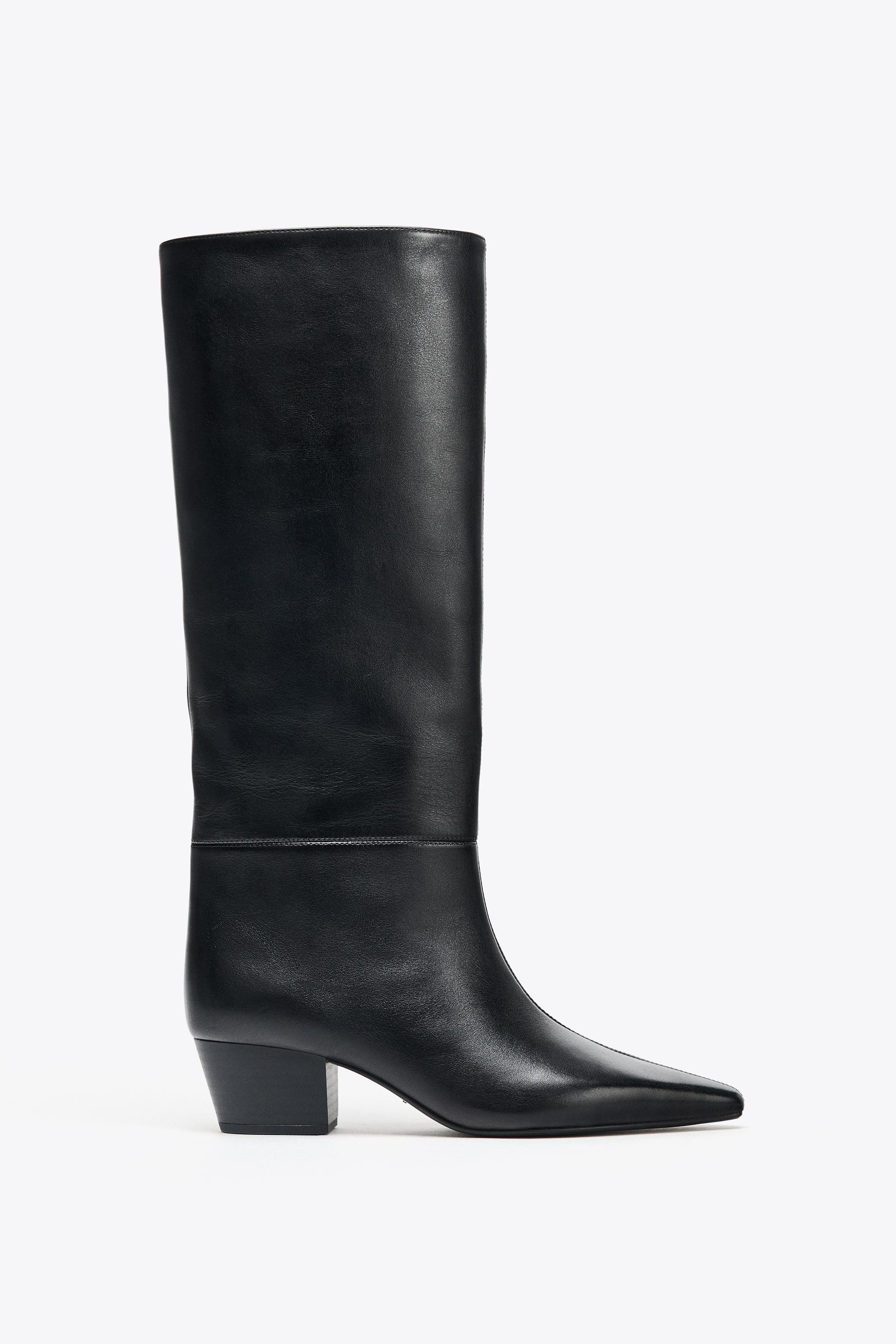 HEELED LEATHER BOOTS | Zara US