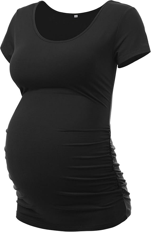 Peauty Maternity Shirt Side Ruched Tops Pregnancy Top Plus Size | Amazon (US)