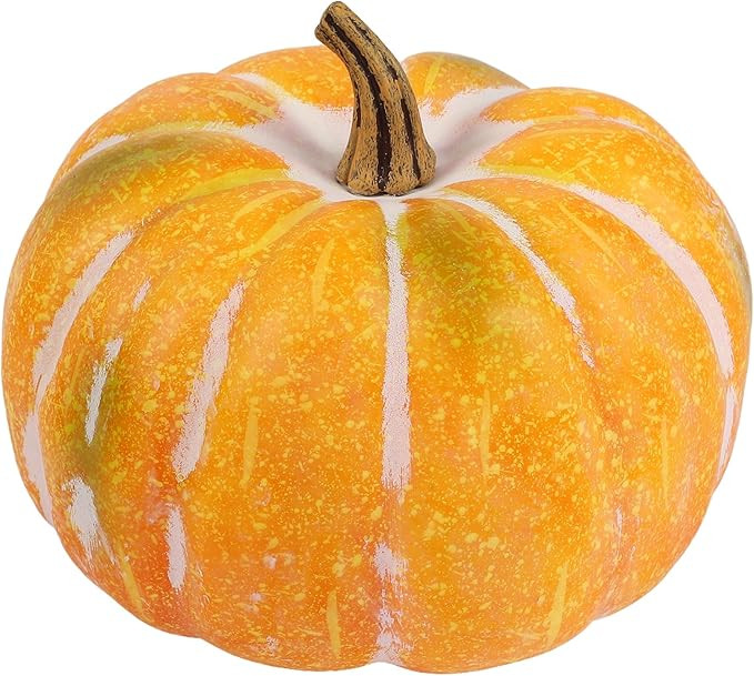 Large Faux Pumpkin Decor, 12" Realistic Foam Pumpkin for Fall, Halloween & Thanksgiving Decor, Or... | Amazon (US)
