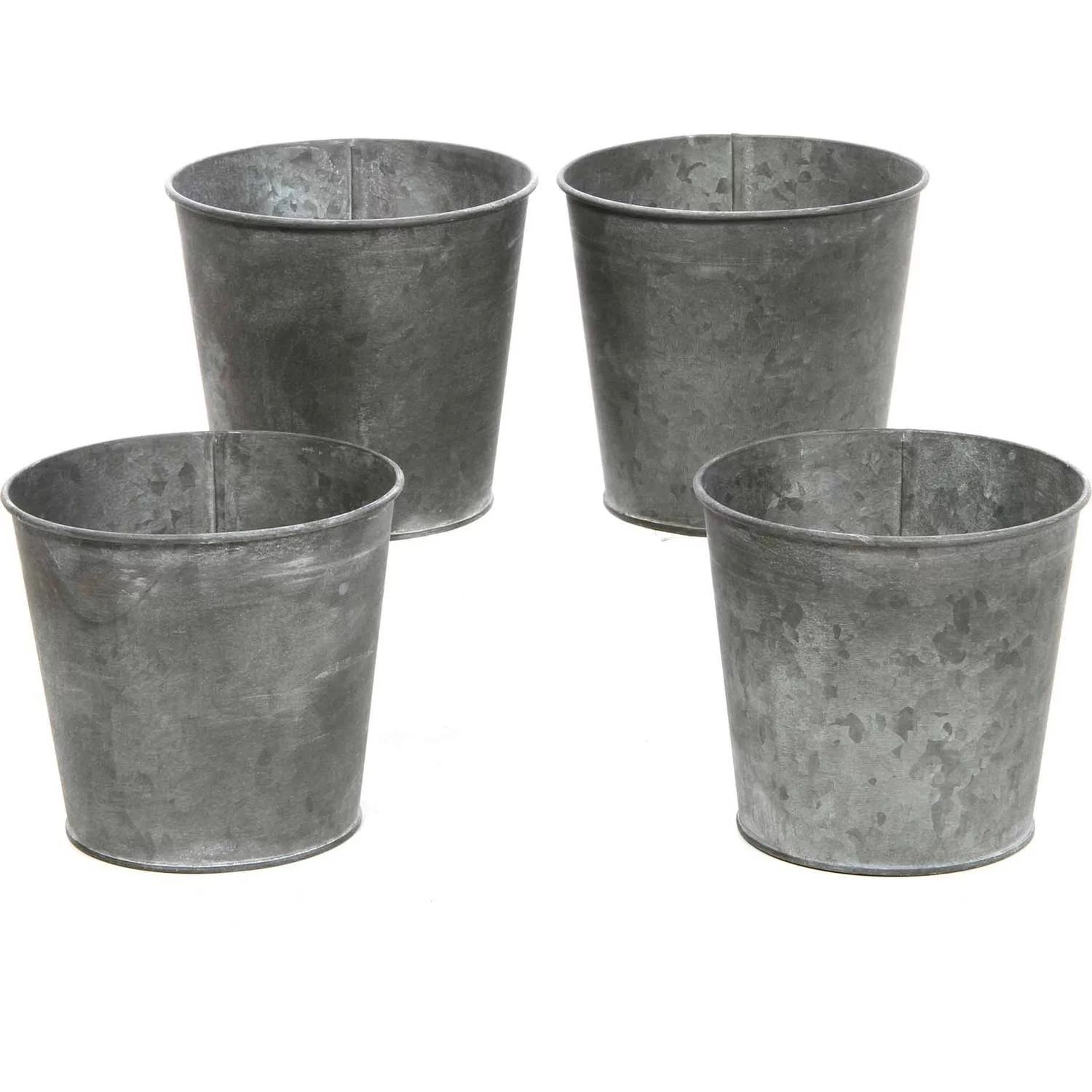 Set of 4 Small Galvanized Buckets - Walmart.com | Walmart (US)