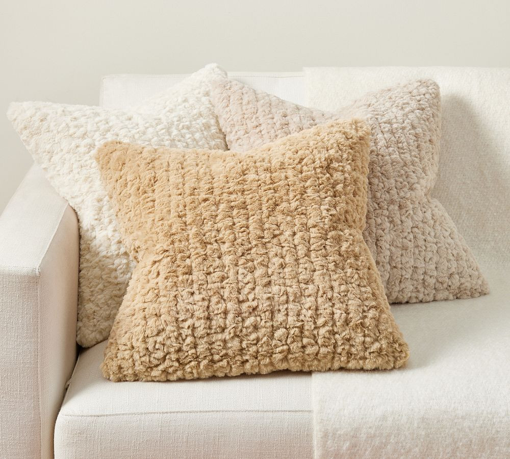 Diamond Ridge Faux Fur Pillow | Pottery Barn (US)