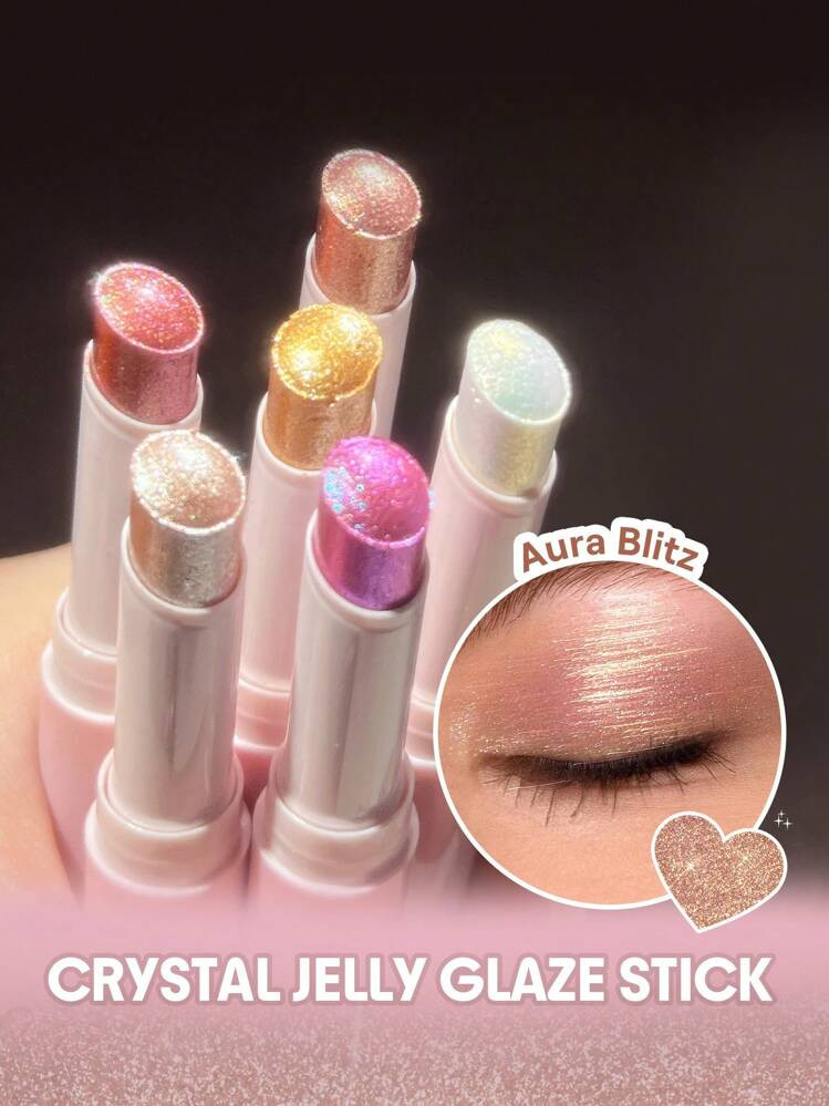 SHEGLAM Crystal Jelly Glaze Stick-Aura Blitzmulti-Use Single Eyeshadow Stick Glitter Shimmer Long-Lasting High Pigment Brand Beauty Makeup Cosmetic For Women Girls Perfect For Fall Winter Ideal For Y2K Fancy Fashion Suitable For Birthday Present Halloween Party Ready Best Color | SHEIN