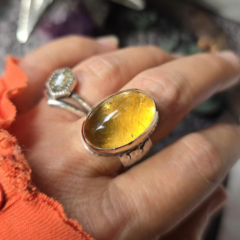 CITRINE DANDELION Ring | Handcrafted 30 Carat 14k Gold Filled & 925 Sterling Silver Natural Inclu... | Etsy (Global)