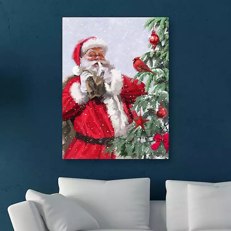 Santa and a Cardinal Canvas Art Print | Kirkland's Home