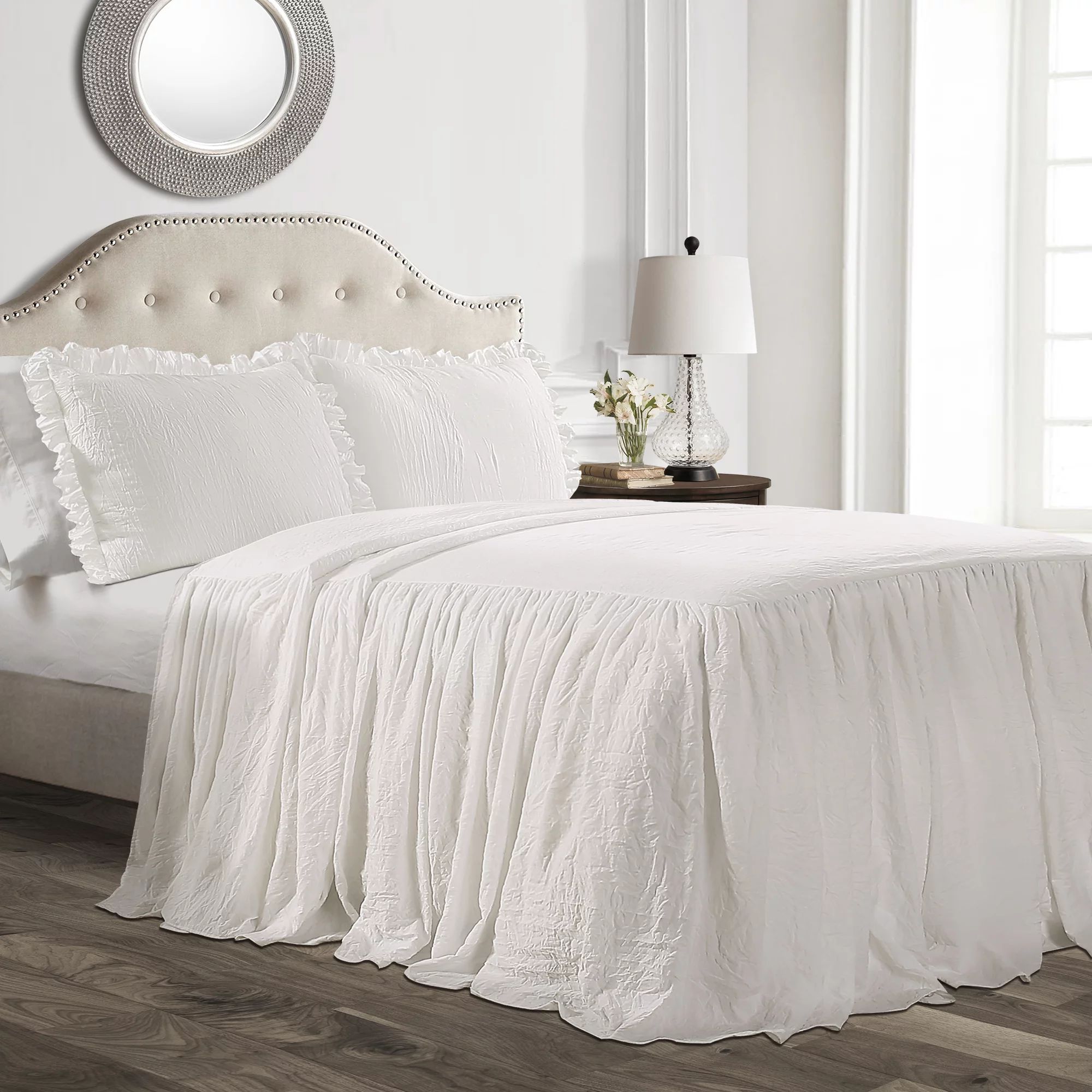 Lush Decor Ruffle Skirt 3-Piece White Bedspread Set | Walmart (US)