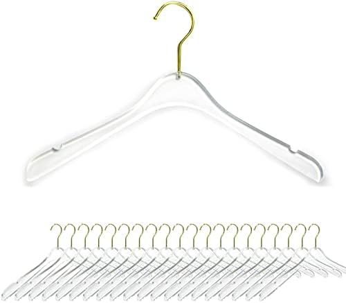 Nisorpa Clear Acrylic Hangers, 20 Pack Clear Plastic Hangers Non-Slip with Golden Chrome Steel Hook, | Amazon (US)