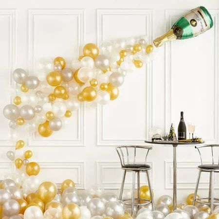 Champagne Bottle Balloon Party Kit, Includes 211 Balloons & Balloon Arch Decorating Strip | Walmart (US)
