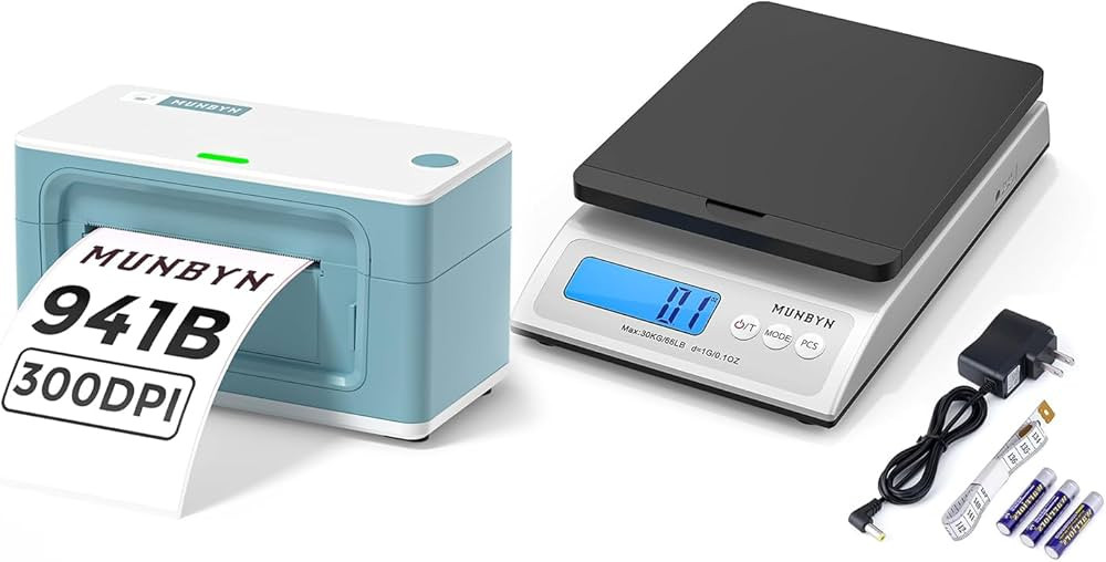MUNBYN Bluetooth Thermal Label Printer 941B+Shipping Scale, Accurate 66lb/0.1oz Postal Scale | Amazon (US)