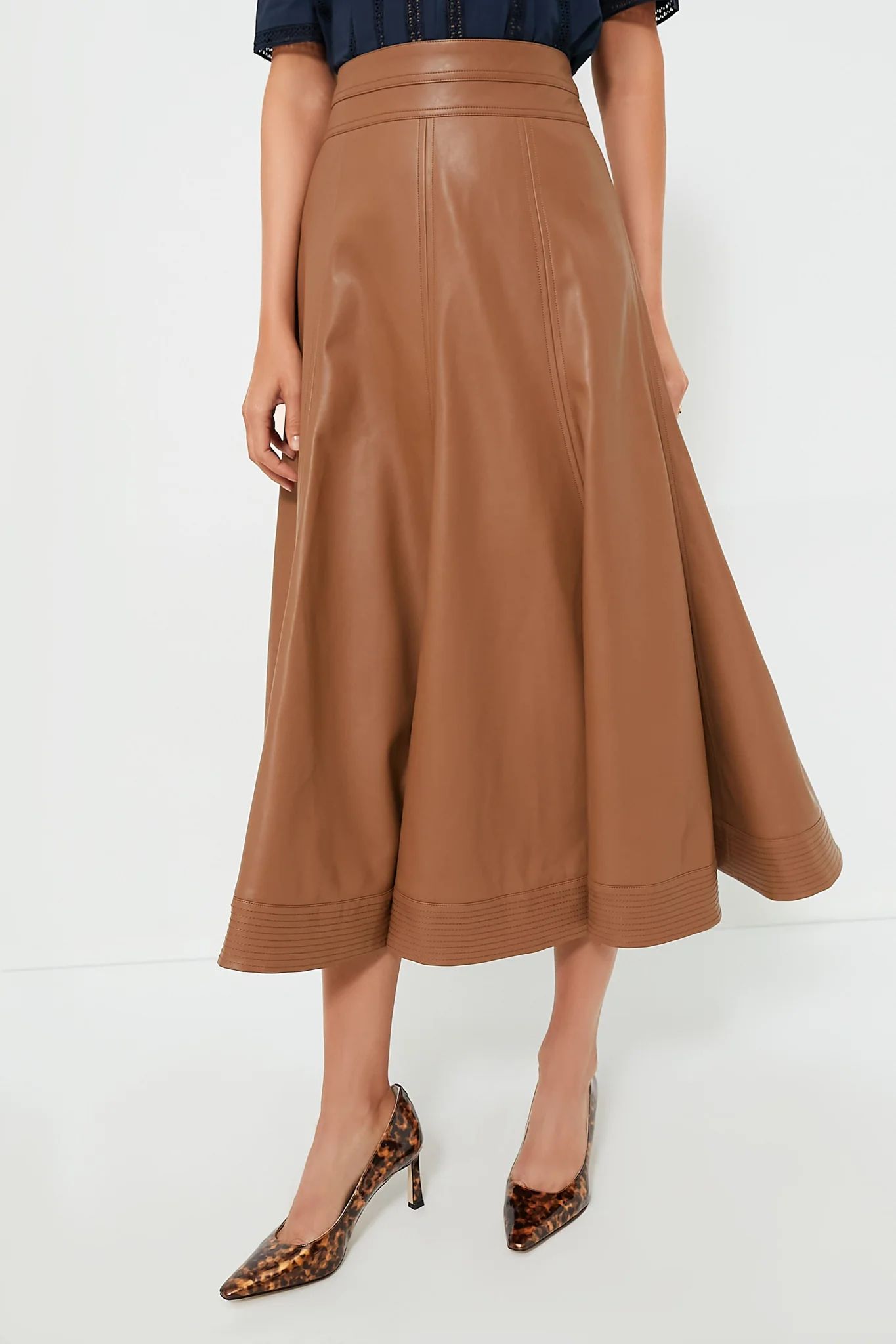 Cognac Leather Brynn Skirt | Tuckernuck (US)