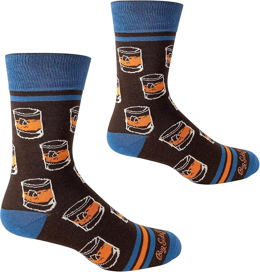 Bourbon Whiskey Rocks Glasses Men's Socks | Bourbon Gift for Men Funny Novelty Fashion Dress Sock... | Amazon (US)