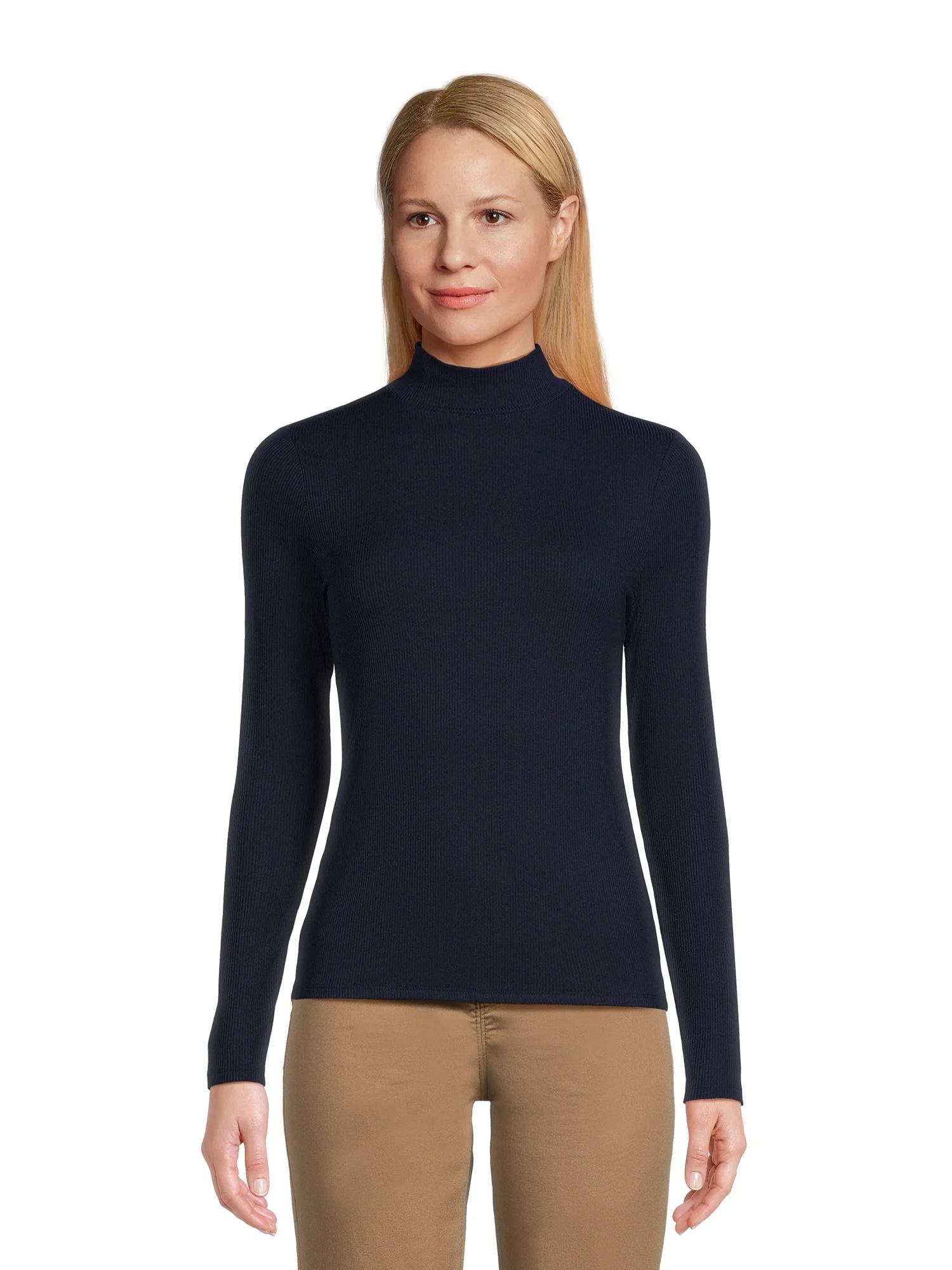 No Boundaries Women's Juniors Long Sleeve Mock Neck Top, Sizes XS-3XL - Walmart.com | Walmart (US)