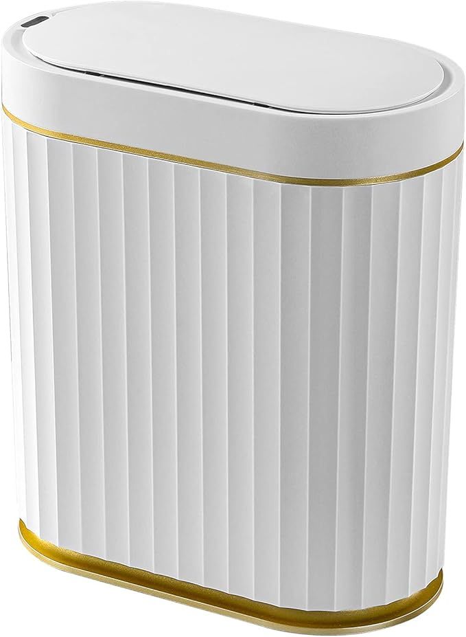 MOPUP Bathroom Trash Can,3.5 Gallon touchless Automatic Small Bathroom Garbage Can with Lid, Slim... | Amazon (US)