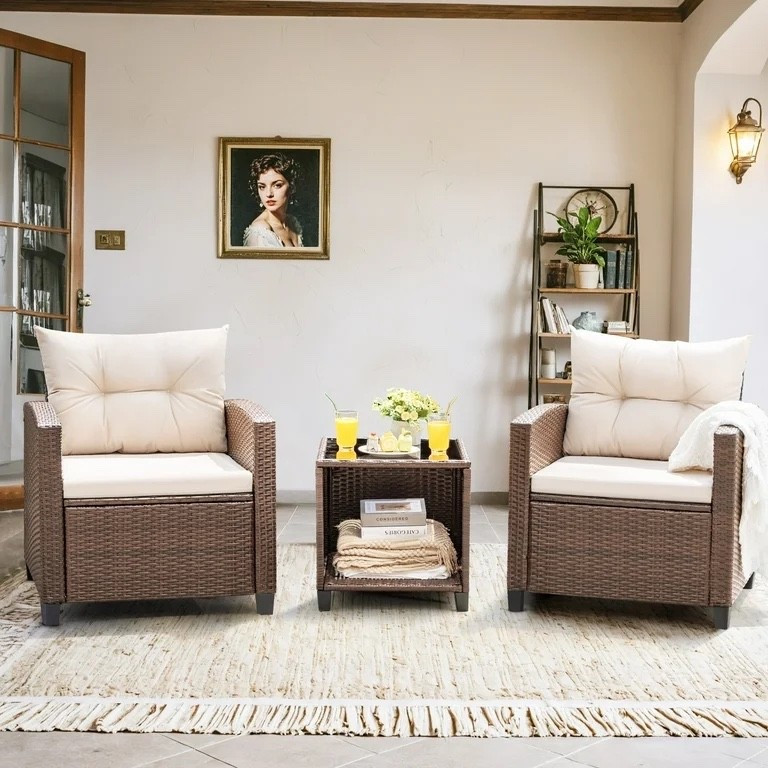 Walmart Devoko Outdoor Furniture Sets 3 Pieces Patio Bistro Set, Rattan Patio Conversation Chair Set with Cushion and Coffee Table, Beige, outdoor furniture, backyard, summer, lounging, home

#LTKHome #LTKSeasonal