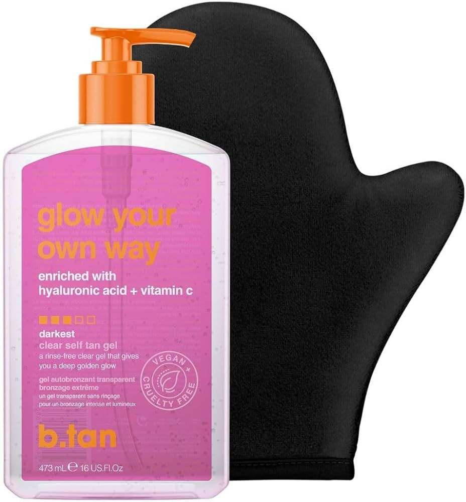 b.tan Best Clear Self Tanning Gel with Mitt | Glow Your Own Way Bundle - Quick Express Tanner Gel... | Amazon (US)