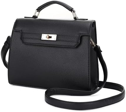 EVVE Women's Top Handle Satchel with Detachable Strap Small Pebbled Leather Fashion Crossbody Bag | Amazon (US)