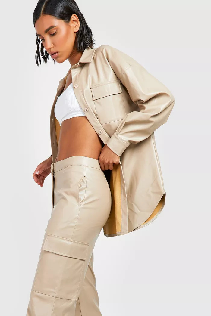 Faux Leather Oversized Shacket | Boohoo.com (US & CA)