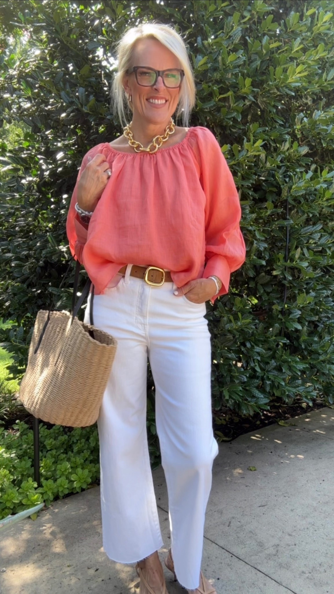 Elevated summer out for 
Great wide leg white denim - not see through at all 
And the detail on this blouse is really pretty! 

@JCrew #InJcrew #ad

#LTKFamily #LTKStyleTip #LTKOver40