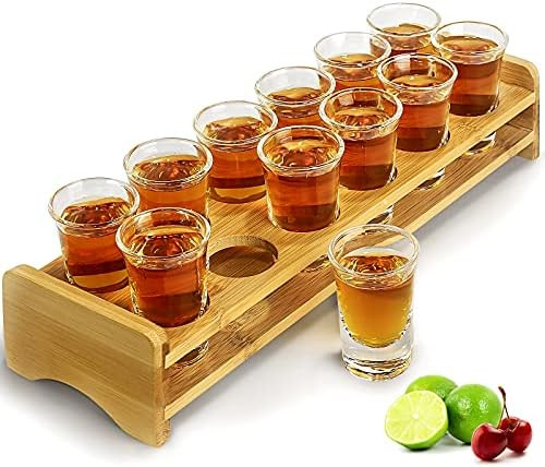 Supwinnet Shot Glasses Set 12pcs 30ml/1oz Shot Glass Tray Holder Straight Thick Base Clear Whiske... | Amazon (US)