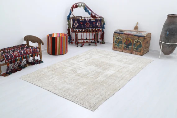 5x8 Beige Brown Faded Vintage Rug Turkish Rug Oushak Rug | Etsy | Etsy (US)