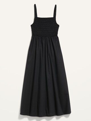 Fit &#x26; Flare Sleeveless Cotton-Poplin Smocked-Bodice Midi Dress for Women | Old Navy (US)