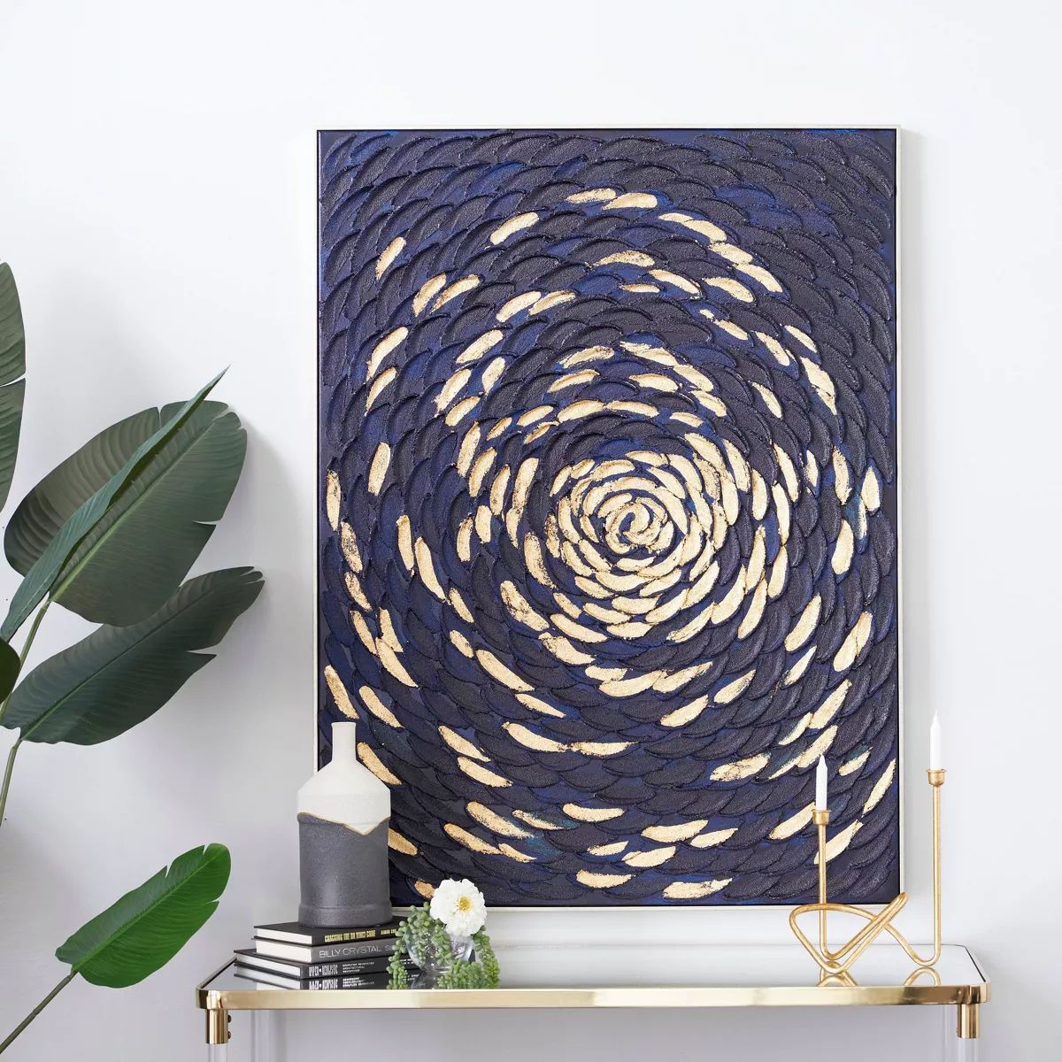 Canvas Starburst Handmade Spiral Wall Art Black - Olivia & May | Target