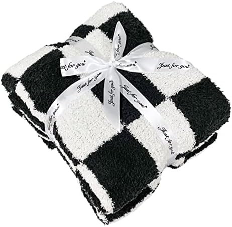 Amazon.com: Fuzzy Blanket Black Checkered Blanket Decorative Plaid Blanket - Super Soft Warm Cozy... | Amazon (US)