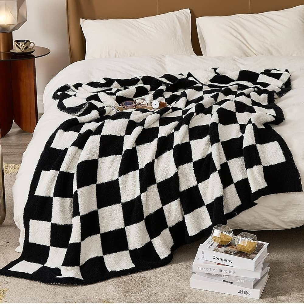 Checkerboard Throw Blankets Full Size Barefoot Gingham Warm Cozy Microfiber Reversible for Home D... | Amazon (US)
