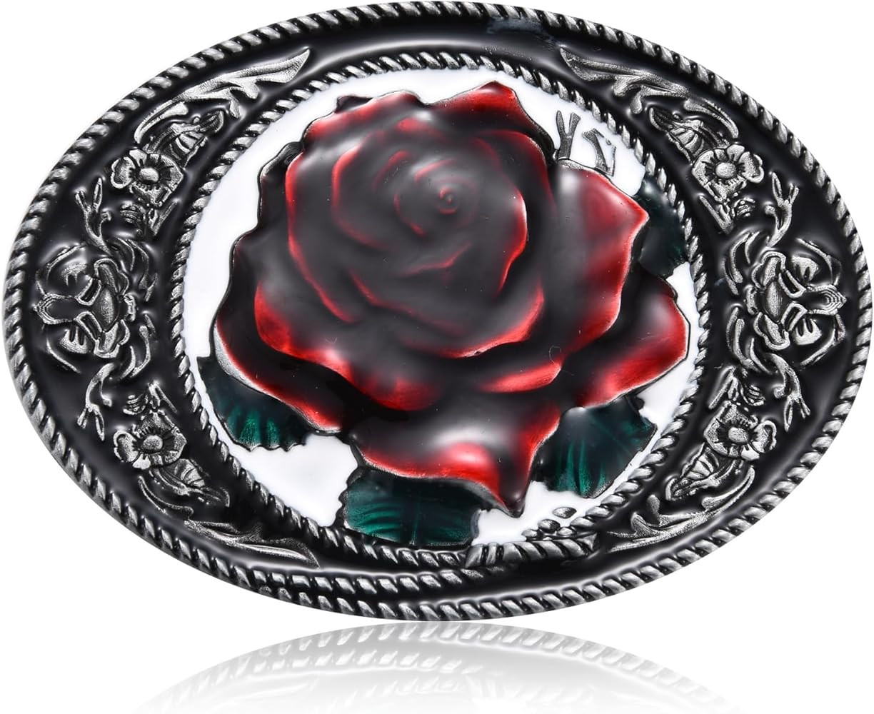 Antique Rose Flower Belt Buckle for Women Men Western Vintage Rodeo Floral Belt Buckles Christmas... | Amazon (US)