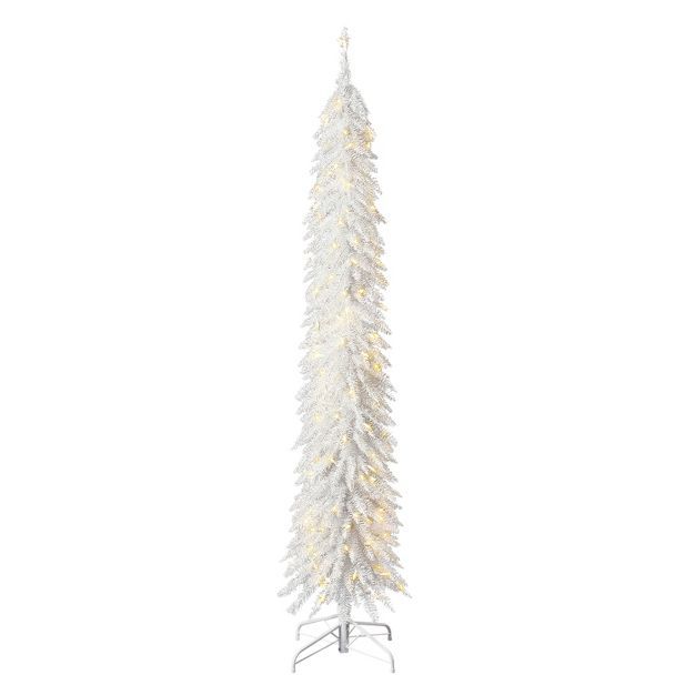 Home Heritage 7 Foot Prelit Artificial Pencil Christmas Holiday Tree with White LED Lights, Foldi... | Target