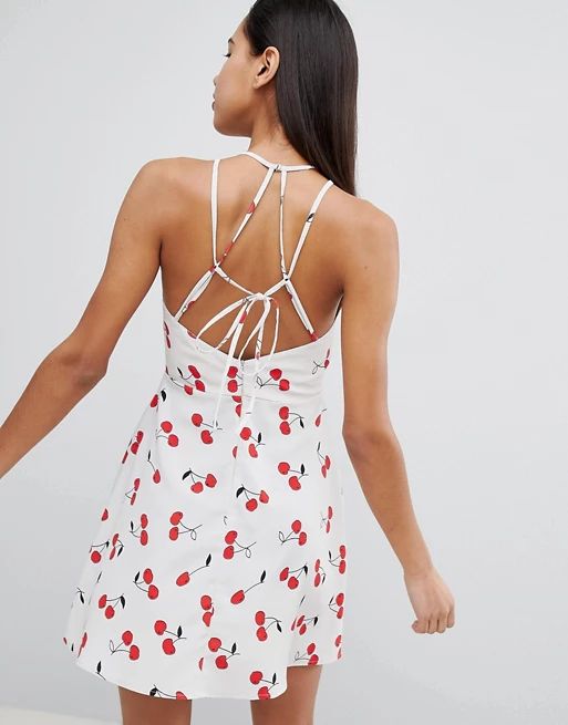 ASOS Cherry Print Mini Sundress with Strappy Back | ASOS US