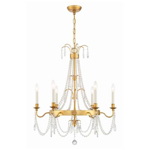Crystorama Maizey 6 Light Antique Gold Chandelier - #1961D | Lamps Plus | Lamps Plus