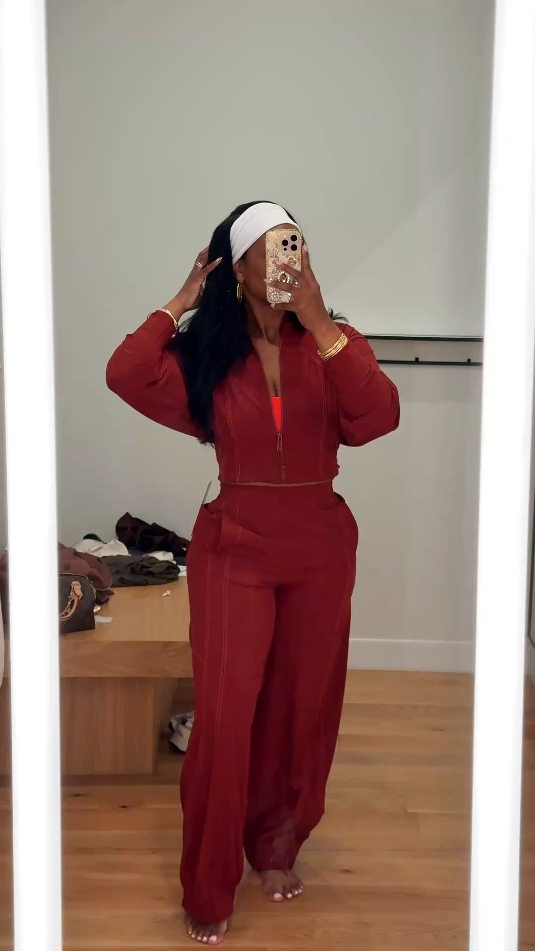 Airport fit ✨lounge fit 🤝✨cute everyday set 🤍✨
The burgundy moment with the orange bra is SO good and the cream set feels expensive, cozy, and perfect for travel days, lounging, running errands, or summer BBQs. Lulu really did what needed to be done with these sets 😭

🪙 Wearing a size small (2) in the jacket because it’s already super oversized + I tied it in the back for a more fitted look. Wearing a medium in the pants.

#LTKgrwm #LTKootd #LTKActive