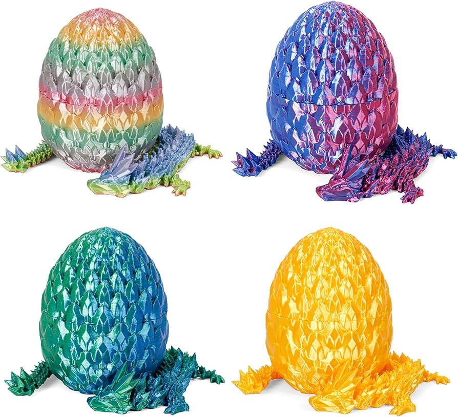 4 PCS Dragon Egg, 3D Printed Dragon Eggs with Dragon Inside Surprise Mystery Dragon Egg Fidget To... | Amazon (US)