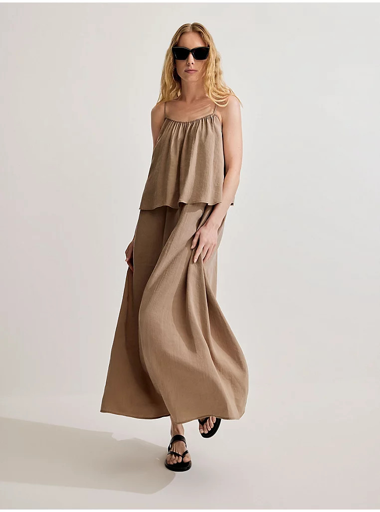 Taupe Double Layered Strappy Midi Dress | George