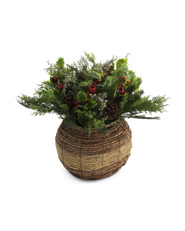 19in Pine And Holly Centerpiece | TJ Maxx