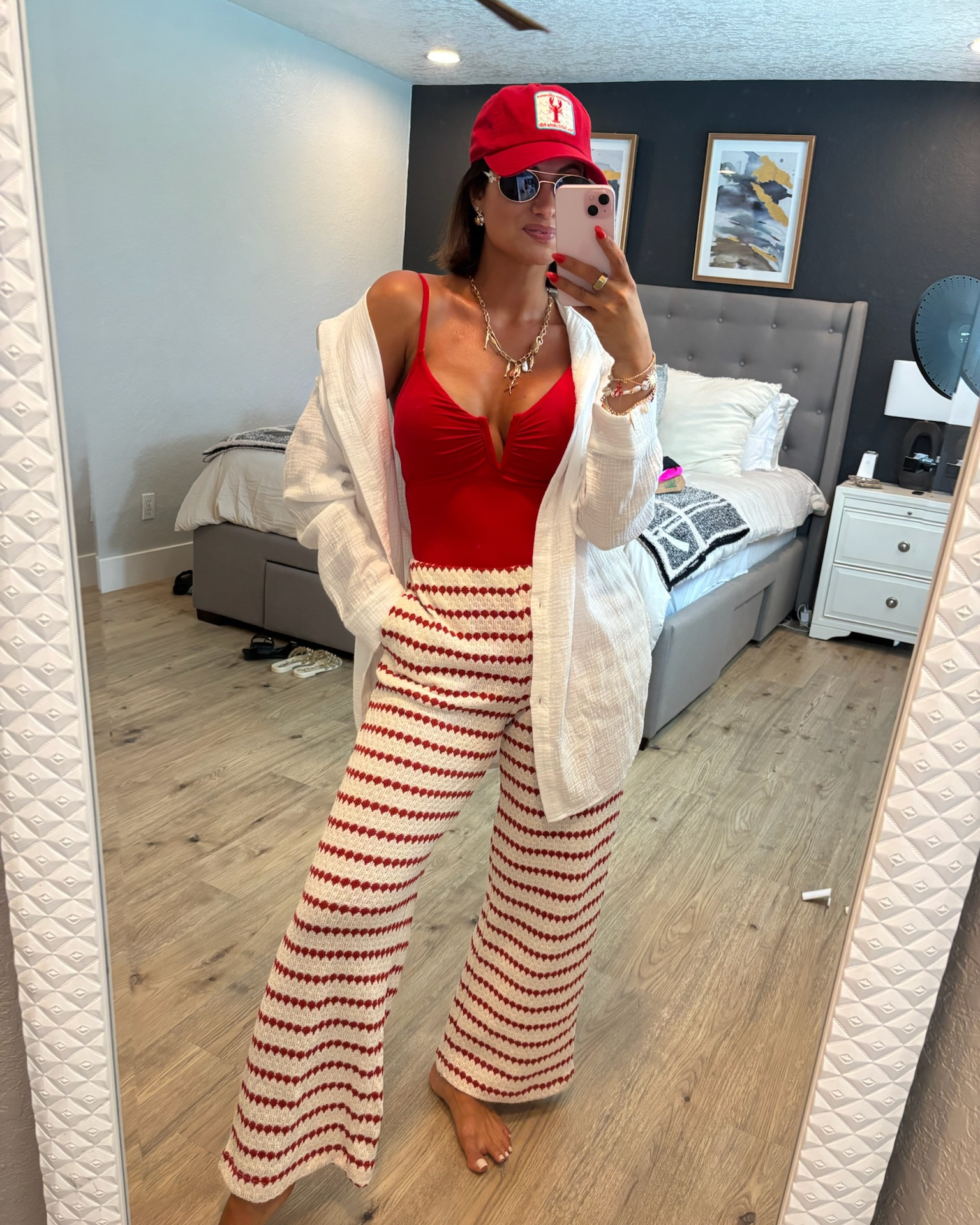 Elevated casual Memorial Day weekend outfit idea 🇺🇸☀️

This red one piece swimsuit is so flattering! Such a great look to tie together red and white for the holiday! 

All of these pieces can be summer staples perfect for the lake, vacation, BBQs & summer weekends 🤍

#LTKSeasonal #LTKSwim #LTKootd